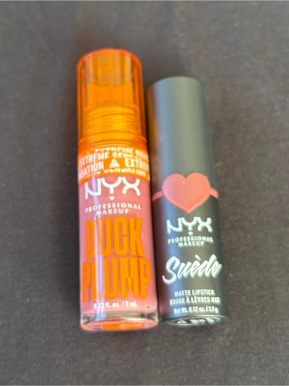 NYX Duck Plump Lilac on Lock & Suede Lipstick Soft Spoken Mauve